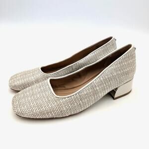 Donald Pliner Dreww Block Heel Pump Square Toe Women's Silver Size US7.5M EU38